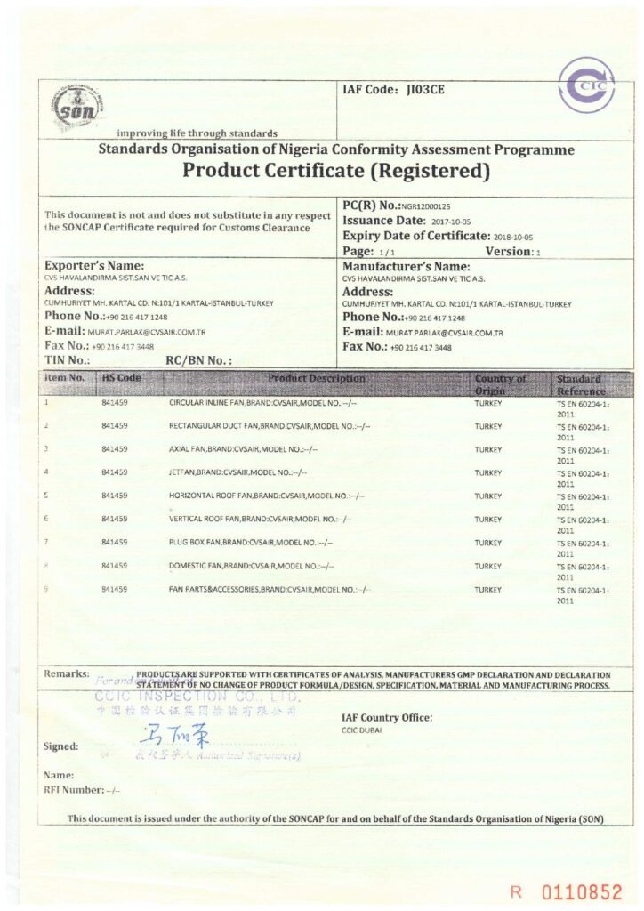thumbnail of Nigeria Product Certificate