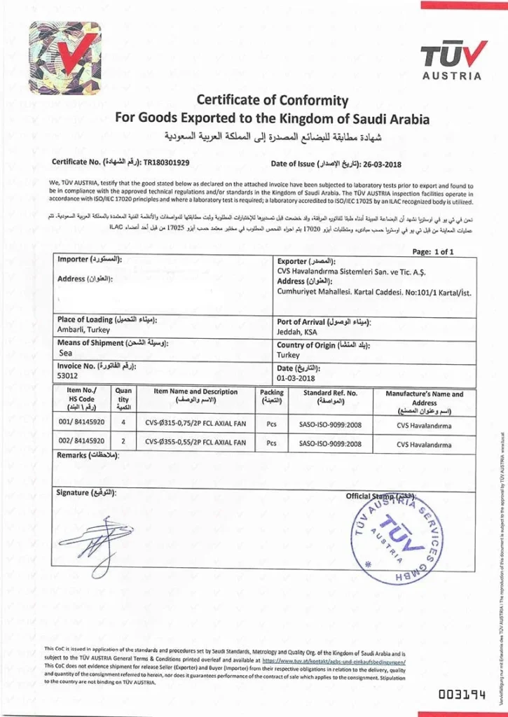thumbnail of Certificate Of Conformity